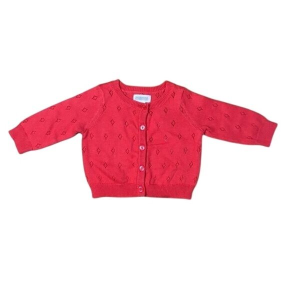 Gymboree Baby Cardigan Sweater – Size 3-6M, Orange with Diamond Woven Detail & B - Picture 1 of 4